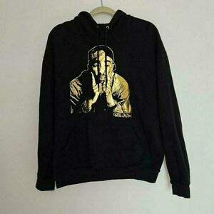 Poetic Justice Tupac Shakur Black and Gold Graphic Hoodie L Large